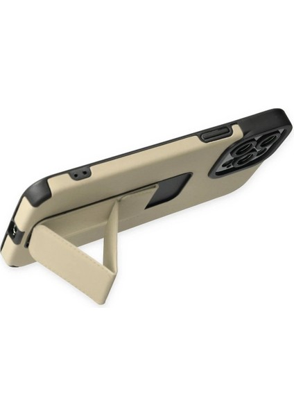 MYT09 iPhone 12 Pro Max Kılıf Mega Standlı Silikon - Gold fırsatları