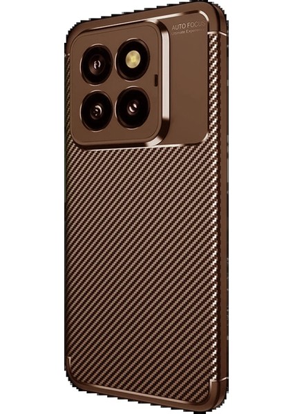 MYT09 Xiaomi Mi 14T Pro Kılıf Auto Focus Karbon Kapak - Kahverengi fiyatları