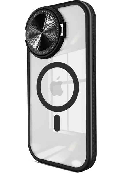 MYT09 iPhone 15 Pro Max Kılıf Teleskop Lens Magsafe Silikon Kapak - Siyah