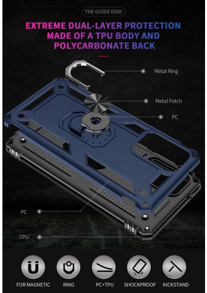 MYT09 Samsung Galaxy A02S Kılıf Sofya Yüzüklü Silikon Kapak - Lacivert