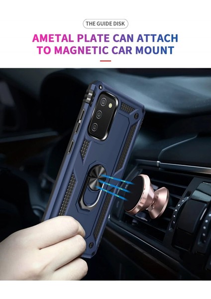 MYT09 Samsung Galaxy A02S Kılıf Sofya Yüzüklü Silikon Kapak - Lacivert