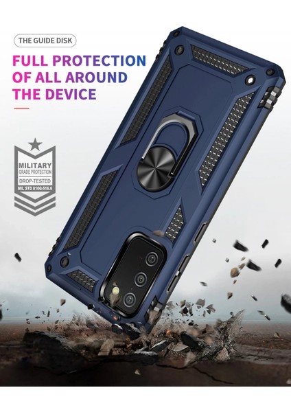 MYT09 Samsung Galaxy A02S Kılıf Sofya Yüzüklü Silikon Kapak - Lacivert