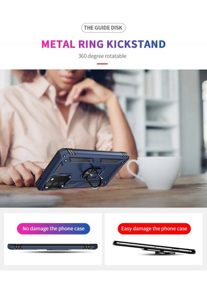 MYT09 Samsung Galaxy A02S Kılıf Sofya Yüzüklü Silikon Kapak - Lacivert