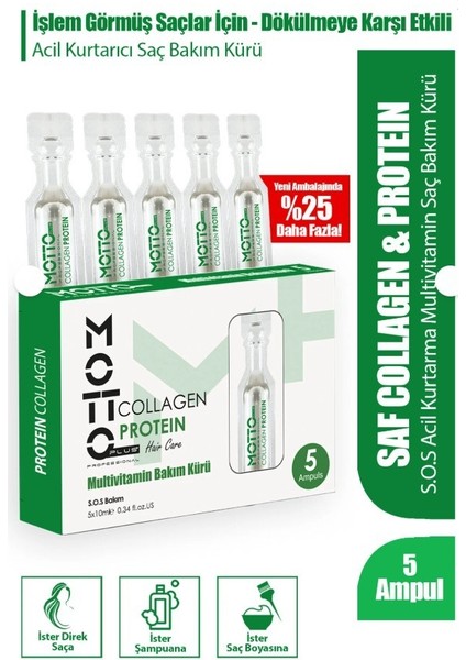 Multivitamin Collagen - Protein Acil Kurtarma Saç Bakım Kürü 5X10ML 5 Ampul