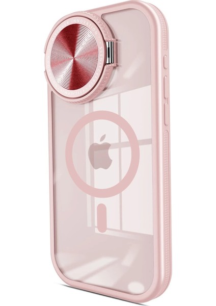 MYT09 iPhone 14 Pro Max Kılıf Teleskop Lens Magsafe Silikon Kapak - Pembe