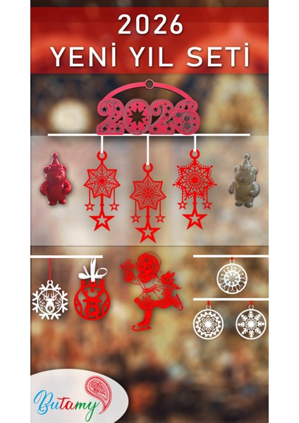 12'li Noel Ağacı Süsü Seti, Yılbaşı Dekorasyonu Için Parlak ve Renkli Süsler