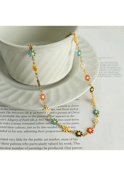 🌼 Renkli Çiçek Bahçesi Kolye & Bileklik Seti – 18 Ayar Altın Kaplama Paslanmaz Çelik modelleri