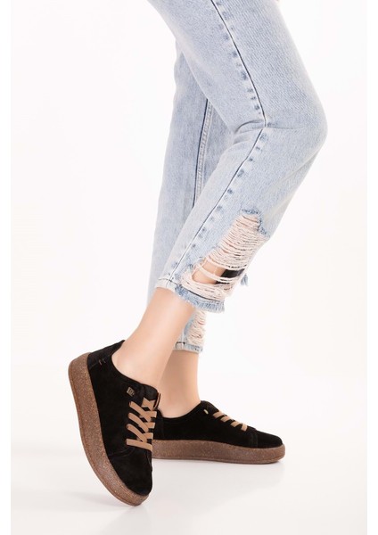 Hakiki Deri Günlük Rahat Lastik Bağcıklı Casual Ayakkabı IN.525 - Siyah Süet - 38 Siyah Süet fiyatları