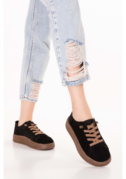 Hakiki Deri Günlük Rahat Lastik Bağcıklı Casual Ayakkabı IN.525 - Siyah Süet - 38 Siyah Süet modelleri