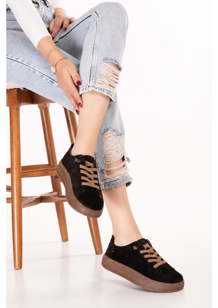 Hakiki Deri Günlük Rahat Lastik Bağcıklı Casual Ayakkabı IN.525 - Siyah Süet - 38 Siyah Süet fırsatları