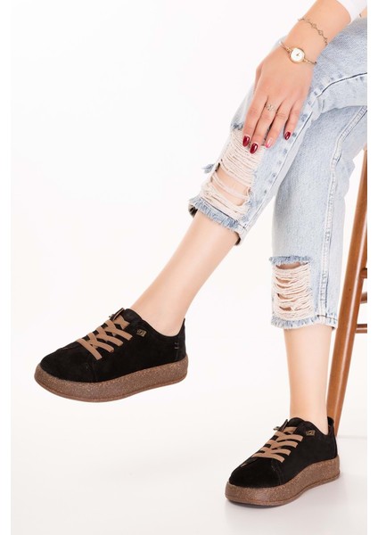 Hakiki Deri Günlük Rahat Lastik Bağcıklı Casual Ayakkabı IN.525 - Siyah Süet - 38 Siyah Süet indirimleri