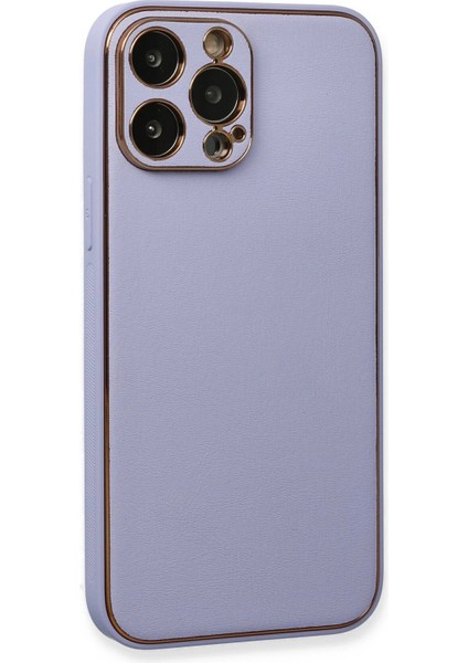 MYT09 iPhone 13 Pro Max Kılıf Coco Deri Silikon Kapak - Açık Lila modelleri