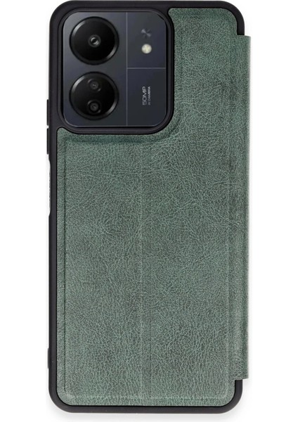 MYT09 Xiaomi Redmi 13C Kılıf Flip Cover - Koyu Yeşil