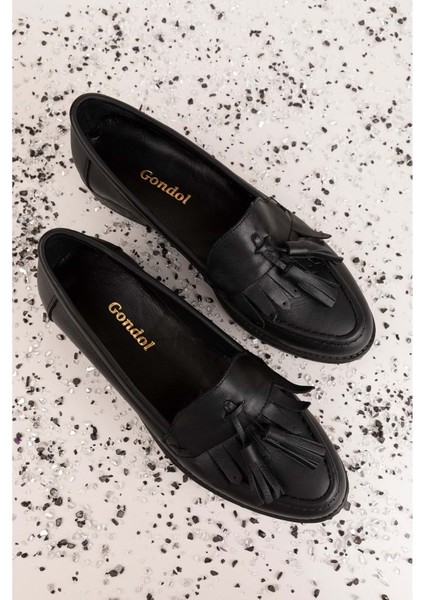 Hakiki Deri Kadın Püskül Detaylı Loafer MD.237 - Siyah - 38 Siyah fiyatları