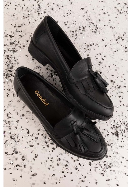 Hakiki Deri Kadın Püskül Detaylı Loafer MD.237 - Siyah - 38 Siyah modelleri