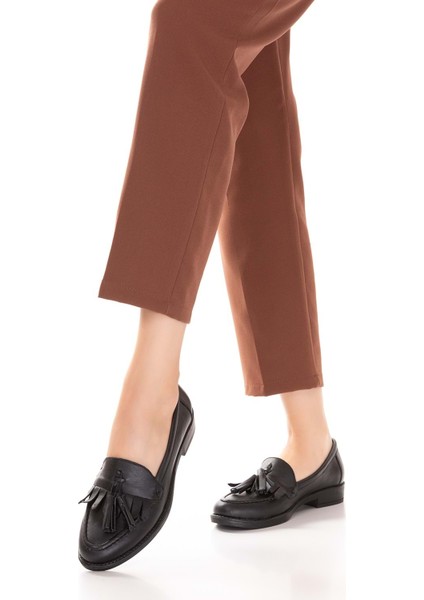 Hakiki Deri Kadın Püskül Detaylı Loafer MD.237 - Siyah - 38 Siyah indirimleri