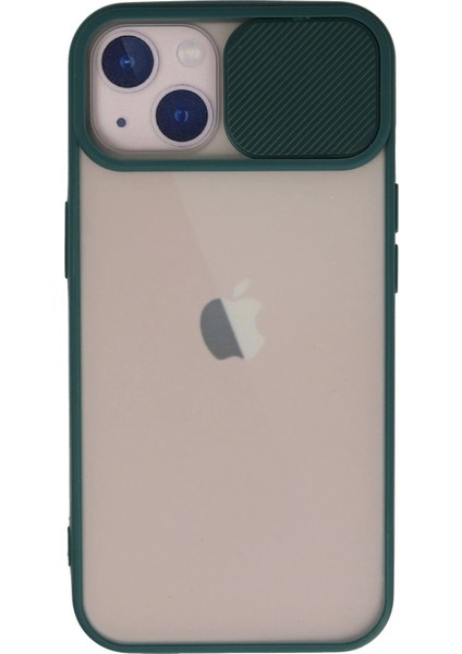 MYT09 iPhone 13 Kılıf Palm Buzlu Kamera Sürgülü Silikon - Yeşil