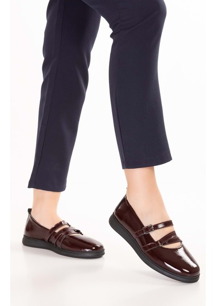 Kadın Hakiki Deri Rahat Günlük Babet NDR.26300 - Bordo Rugan - 37 Bordo Rugan fiyatları