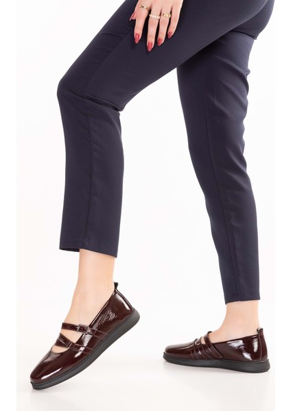 Kadın Hakiki Deri Rahat Günlük Babet NDR.26300 - Bordo Rugan - 37 Bordo Rugan modelleri