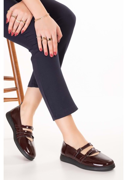 Kadın Hakiki Deri Rahat Günlük Babet NDR.26300 - Bordo Rugan - 37 Bordo Rugan indirimleri