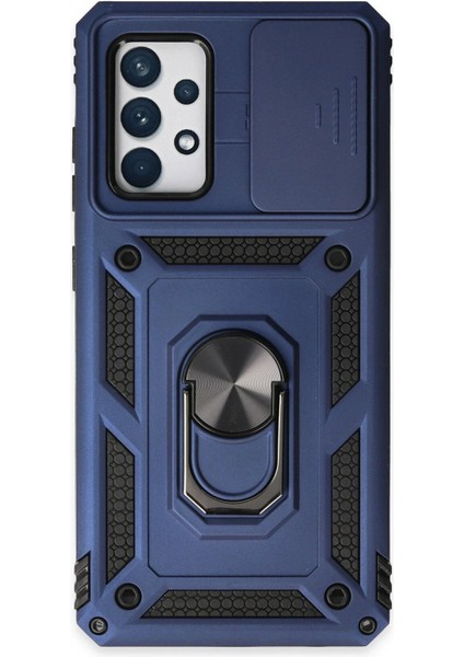 MYT09 Samsung Galaxy A52 Kılıf Pars Lens Yüzüklü Silikon - Lacivert