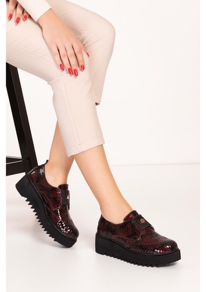 Lastik Detaylı Hakiki Deri Ayakkabı AST.8004 - Bordo Petek - 37 Bordo Petek fırsatları