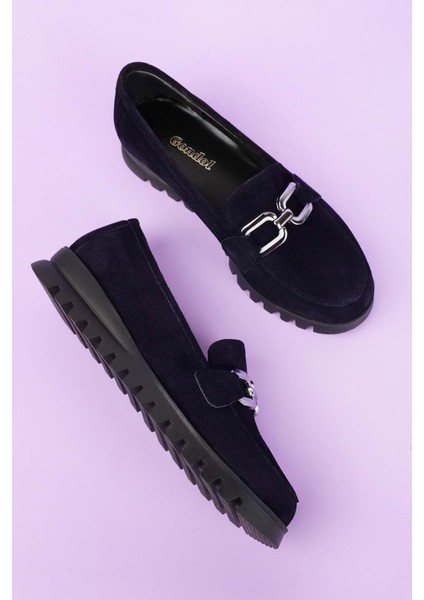 Hakiki Deri Kaymaz Taban Rahat Loafer Ayakkabı MLK.5529 - Lacivert Süet - 36 Lacivert Süet fiyatları