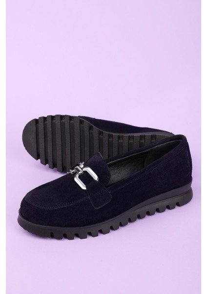 Hakiki Deri Kaymaz Taban Rahat Loafer Ayakkabı MLK.5529 - Lacivert Süet - 36 Lacivert Süet modelleri