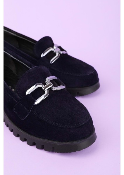 Hakiki Deri Kaymaz Taban Rahat Loafer Ayakkabı MLK.5529 - Lacivert Süet - 36 Lacivert Süet fırsatları