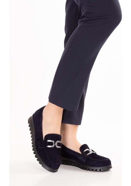 Hakiki Deri Kaymaz Taban Rahat Loafer Ayakkabı MLK.5529 - Lacivert Süet - 36 Lacivert Süet indirimleri