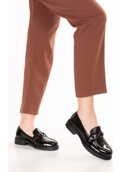 Kadın Hakiki Deri Toka Detaylı Şık Loafer Ayakkabı NDR.26101 - Siyah Rugan - 39 Siyah Rugan fiyatları