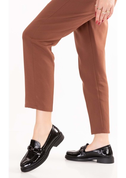 Kadın Hakiki Deri Toka Detaylı Şık Loafer Ayakkabı NDR.26101 - Siyah Rugan - 39 Siyah Rugan modelleri