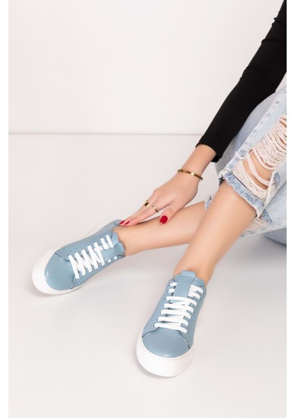 Hakiki Deri Anatomik Taban Spor Ayakkabı ALSX.1352 - Bebe Mavi - 39 Bebe Mavi