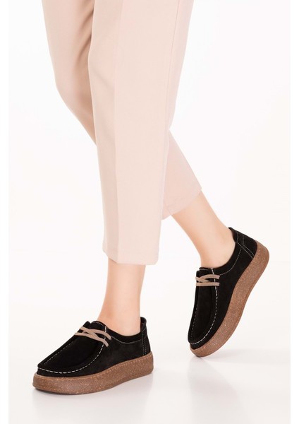 Hakiki Deri Günlük Rahat Lastik Bağcıklı Casual Ayakkabı IN.610 - Siyah Süet - 36 Siyah Süet modelleri