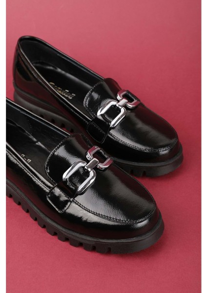 Hakiki Deri Kaymaz Taban Rahat Loafer Ayakkabı MLK.5529 - Siyah Rugan - 38 Siyah Rugan modelleri