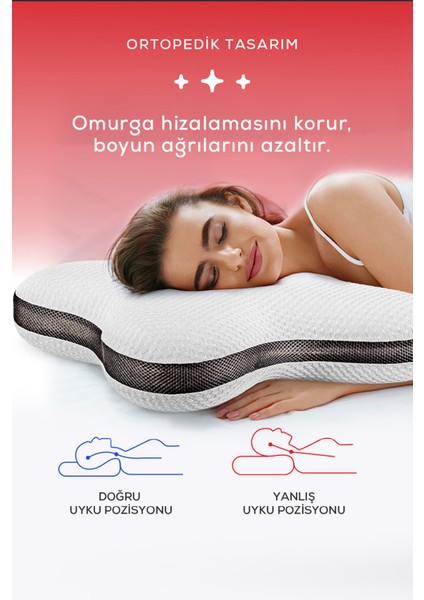 Ortopedik Visco Kelebek Yastık,horlama Yastığı,sarılma Yastığı,boyun Destekli,hava Kanallı Yastık