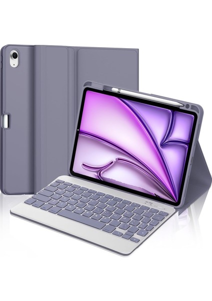 Ipad Air 4/5/6 Nesil Air 11 2025 M2/m3 Uyumlu Tablet Klavyeli Kılıf Bluetooth Kalem Bölmeli Stand