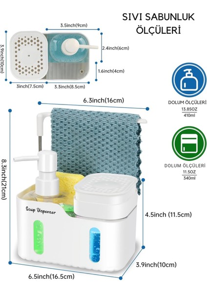 4'ü 1 Arada Sabunluk Süngerlik Deterjanlık Bez Askılı Mutfak Tezgahı Organizeri modelleri