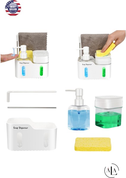 4'ü 1 Arada Sabunluk Süngerlik Deterjanlık Bez Askılı Mutfak Tezgahı Organizeri indirimleri