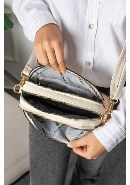 1267, Çapraz ve Ayarlanabilir Askılı, Kapitone Kumaş, Krem Rengi Çanta fırsatları