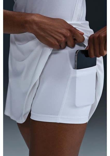 Victory Dri Fit Flouncy Tennis Skirt Kadın Volanlı Iç Cepli Taytlı Tenis Şort Etek Beyaz indirimleri