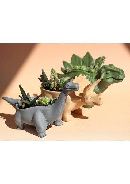 Uzun Boyunlu Dinozor Şeklinde Dekoratif Saksı – Modern Masaüstü ve Ev Dekoru