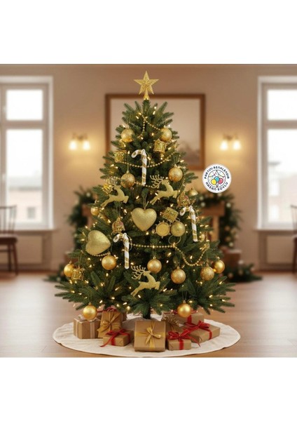 Yılbaşı Süs Seti 7 Parça Gold: Kalp, Geyik, Baston, Şeker, Top, Davul, Hediye Kutusu fiyatları