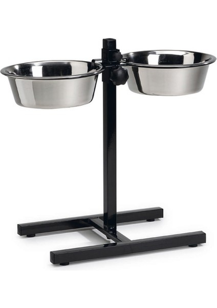 Mtxdpn Beeztees Köpek Ikili Mama Su Kabı, Ayaklı, Paslamaz Çelik, 25CM, 2x2,5l