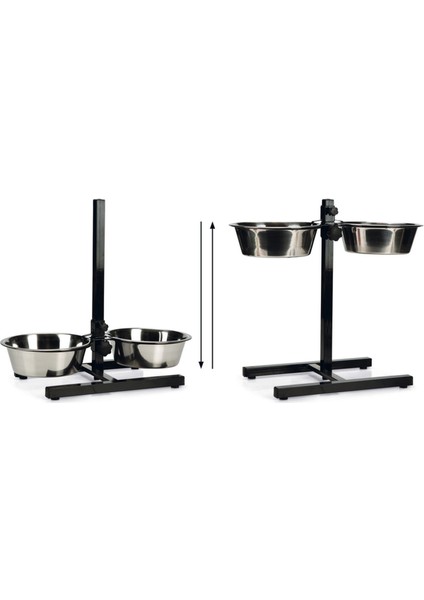 Mtxdpn Beeztees Köpek Ikili Mama Su Kabı, Ayaklı, Paslamaz Çelik, 25CM, 2x2,5l indirimleri