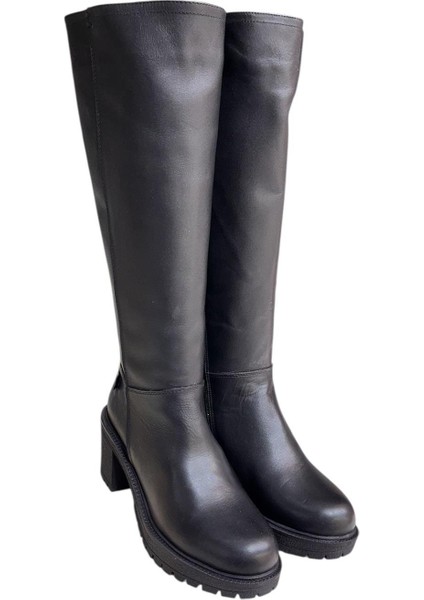 Siyah Hakiki Deri Fermuarlı Çizme fırsatları