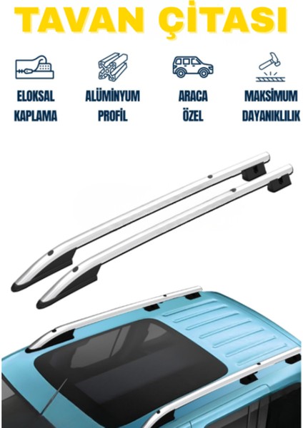 Fiat Doblo 2010-2023 Aluminyum Gri Tavan Çıtası Portbagaj Sport Model