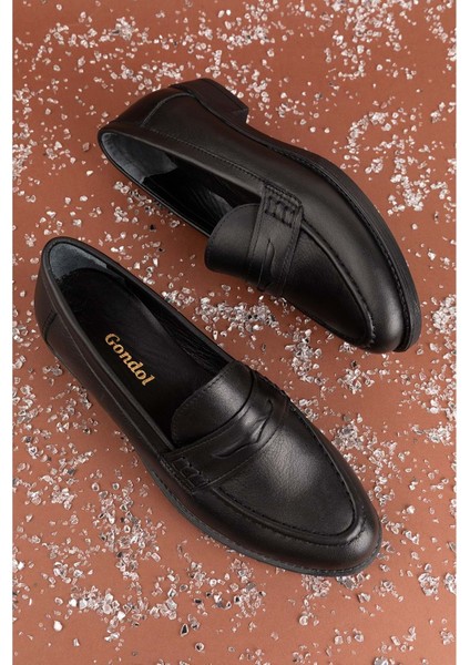 Hakiki Deri Kadın Klasik loafer MD.236 - Siyah - 39 Siyah