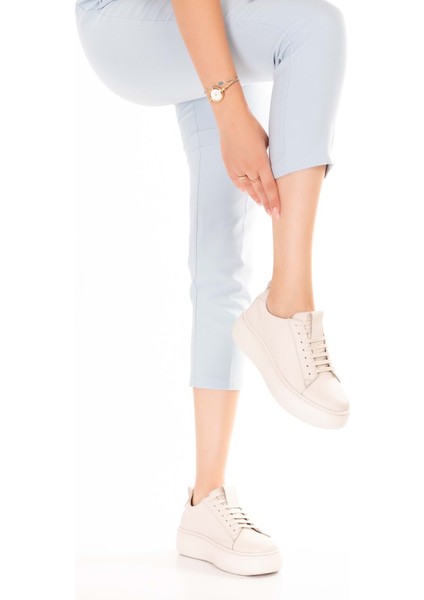 Hakiki Deri Anatomik Taban Spor Ayakkabı Alessandora - Bej - 39 Bej modelleri