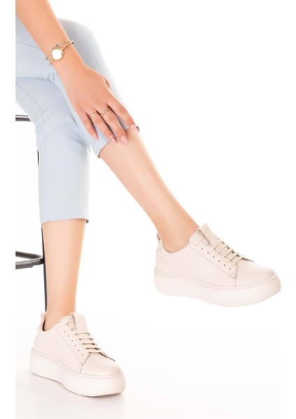 Hakiki Deri Anatomik Taban Spor Ayakkabı Alessandora - Bej - 39 Bej indirimleri